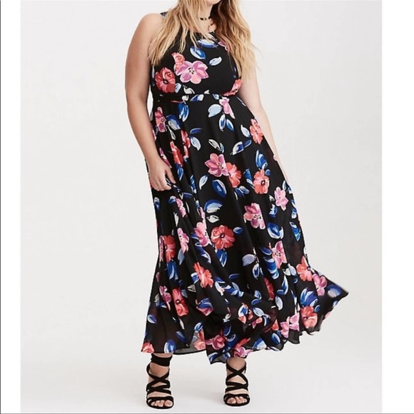 torrid Dresses & Skirts - Torrid high neck floral dress maxi georgette